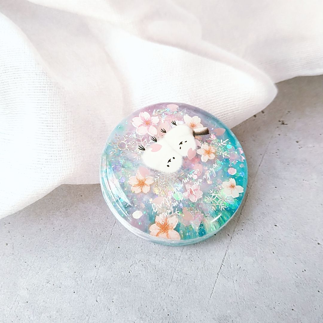 レジン 猫 シマエナガ ヘアゴム ブローチ ポニーフック No. 1276