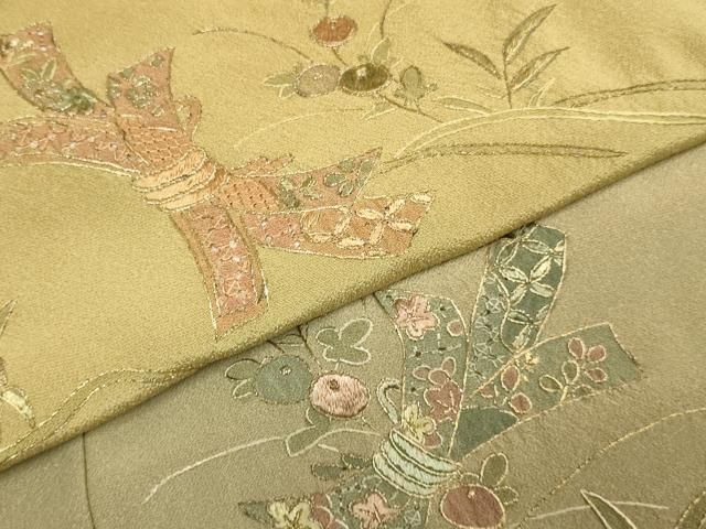 平和屋本店□極上 都喜ヱ門 本場大島紬 訪問着 スワトウ刺繍 相良刺繍