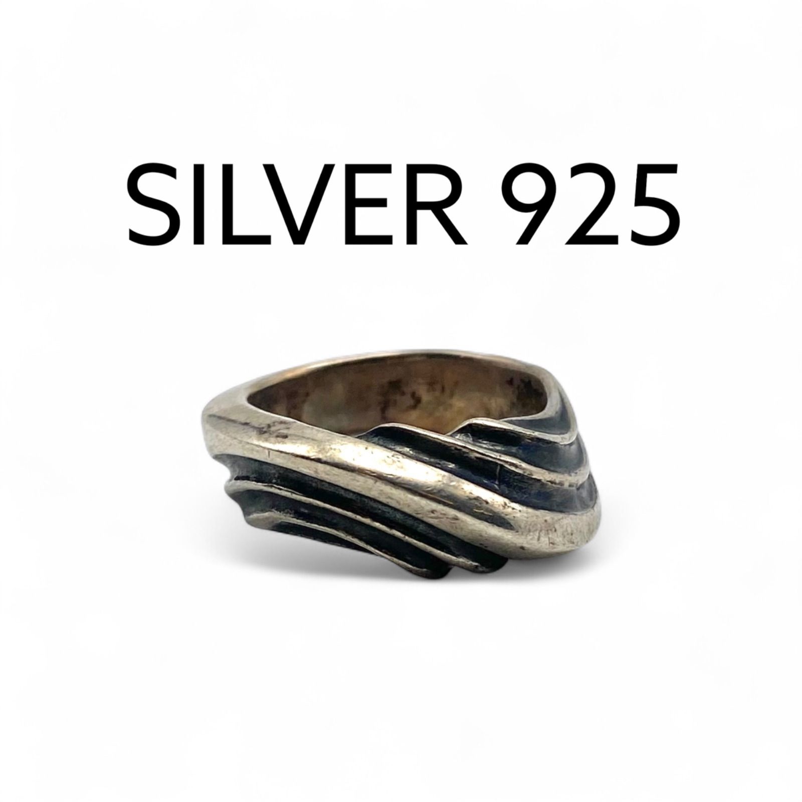 重なり合う波 ツイストライン Silver 925 刻印 90s Vintage Ring シルバー ヴィンテージ リング 12号 指輪 大ぶり