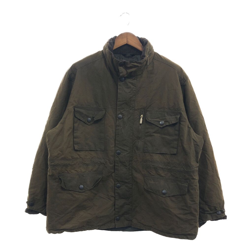 イングランド製 Barbour バブアー サッパー ジャケット オイルド アウター 大きいサイズ 防寒 カーキ (メンズ XXL) 中古 古着 P6385 イングランド製 Barbour バブアー サッパー ジャケット オイルド