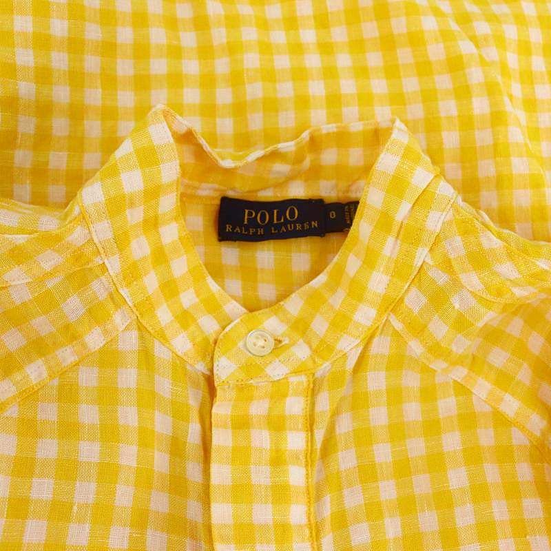 ラルフローレン リネン シャツ ギンガムチェック XS 黄色 POLO RALPH