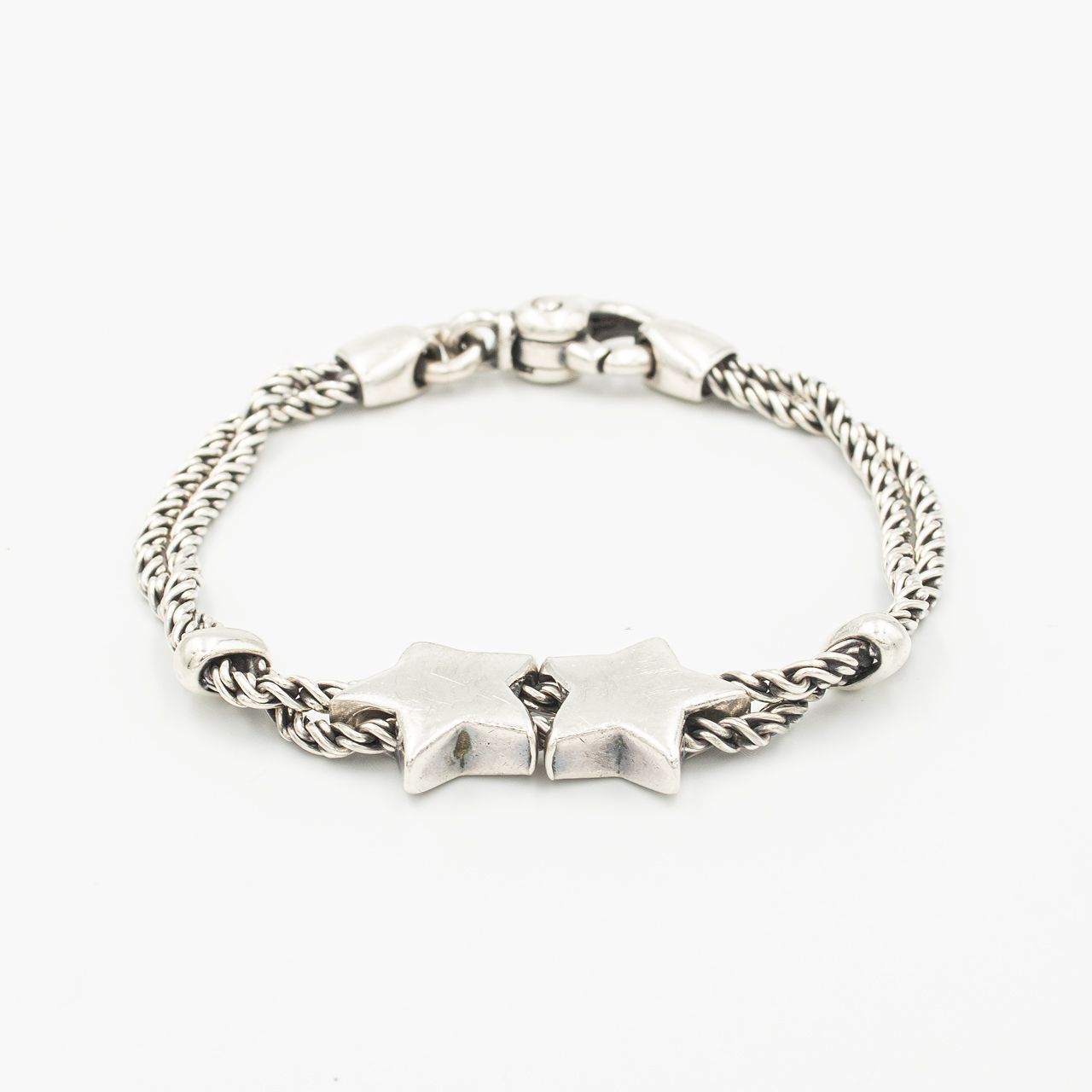 鏡面仕上済✨ティファニーツイストダブルロープスターブレスレットシルバー