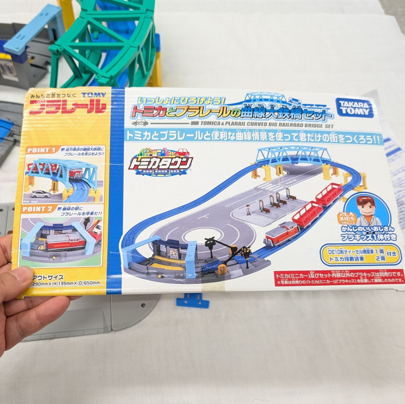 トミカとプラレールの曲線大鉄橋セット 箱なし パーツ未 現状品