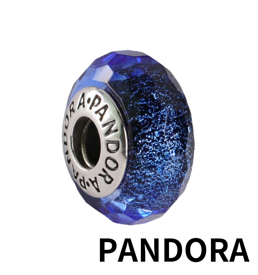 ☆【新品・正規品】ボックス・ショッパー付 PANDORA(パンドラ) ☆ブルー ムラーノガラス チャーム☆ カスタマイズアクセ スターリングシルバー シルバー925  ブレスレット ブランド アクセサリー 東京発送