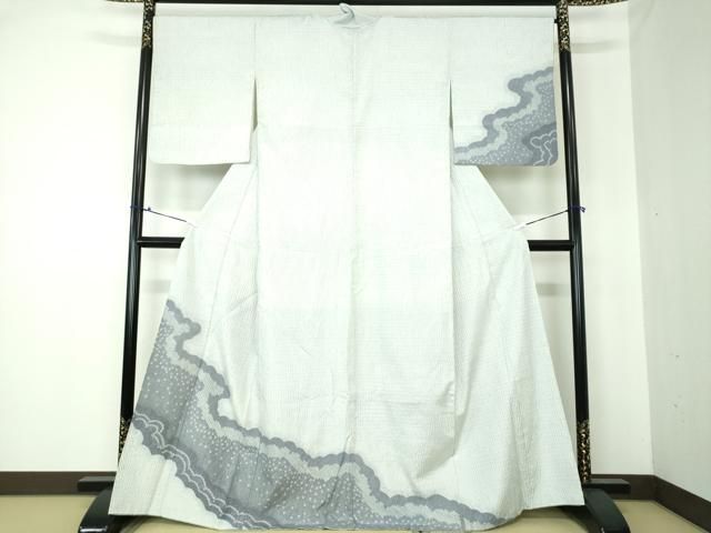 平和屋着物○訪問着 紬地 杢目絞り 雲取り 正絹 逸品 DAAQ3327ps  