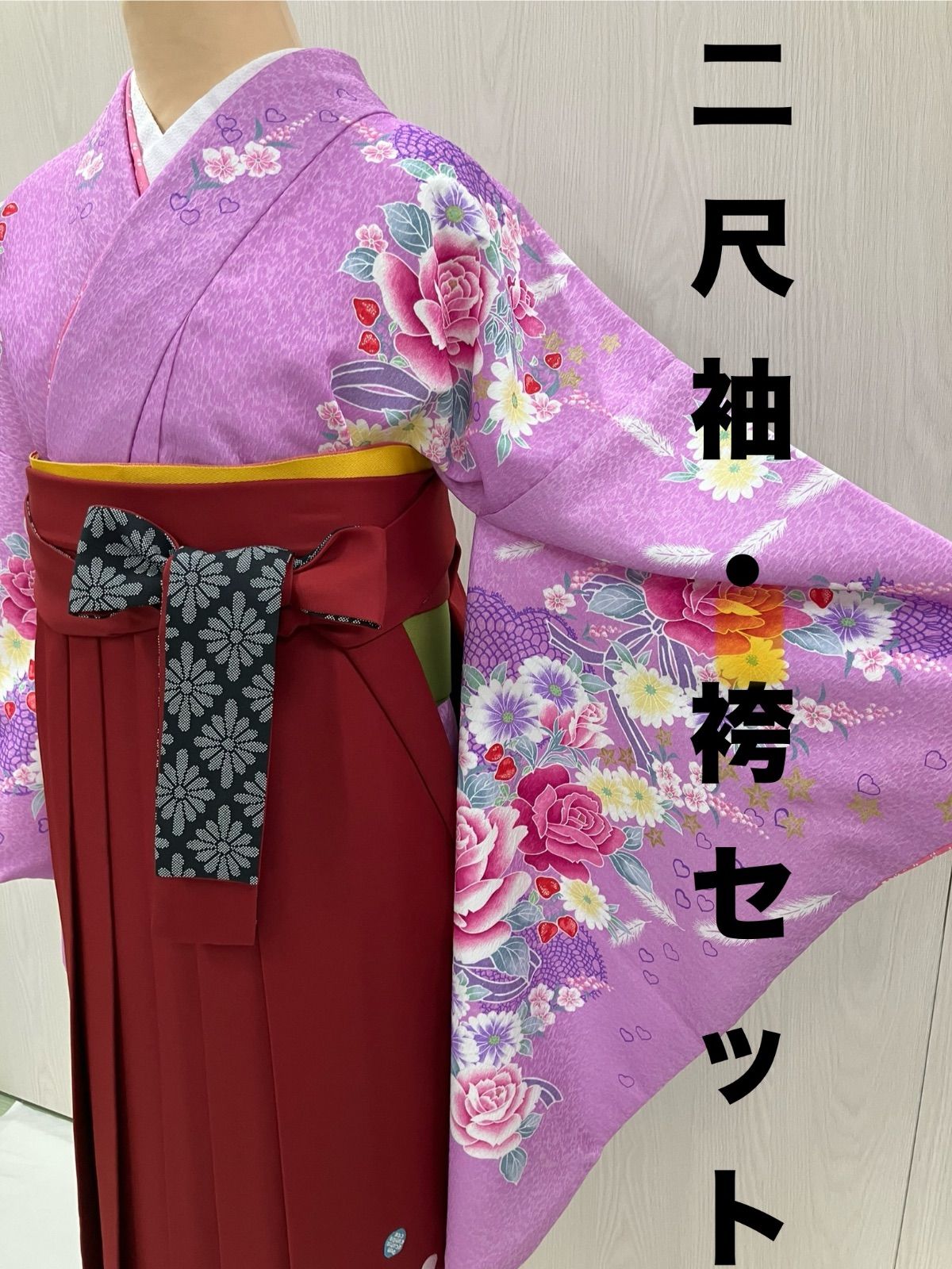 オール新品□大胆染，牡丹花一面お洒落浴衣，浴衣帯，特別帯留め付，桐