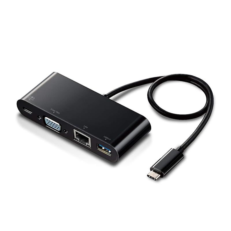 【お買い得，低価】 エレコム Type-C ドッキングステーション Cハブ PD対応 ［充電用Type-C×1/USB（3.0）×1/D-sub×1/LANポート］ 30cmケーブル ブラック DST-C10BK 0 USBハブ
