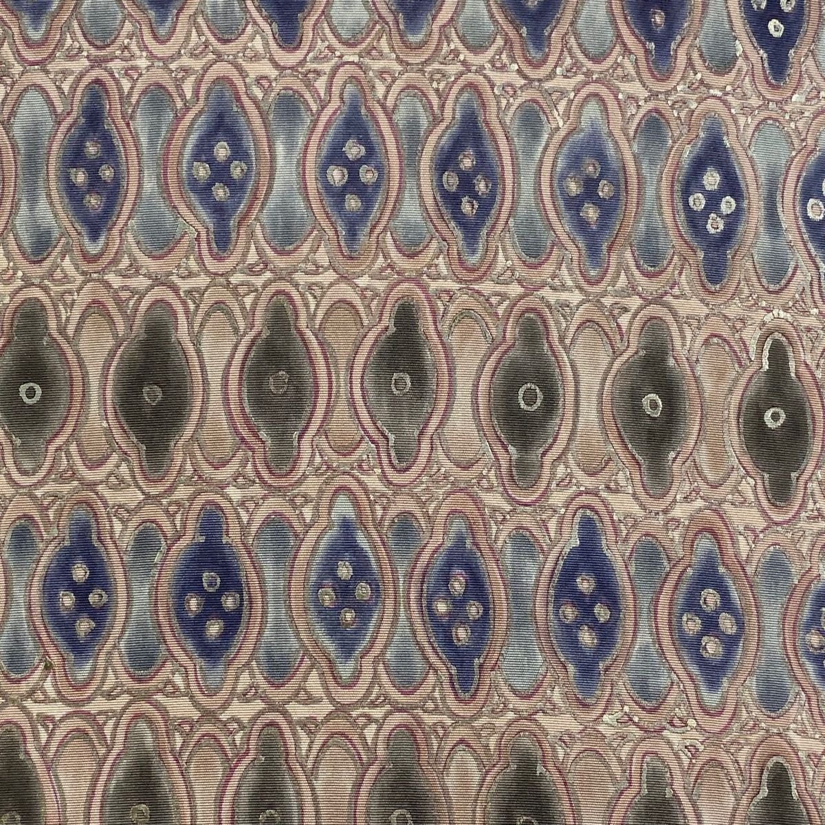 付け帯 秀品 作り帯 幾何学模様 金彩 薄茶色 正絹