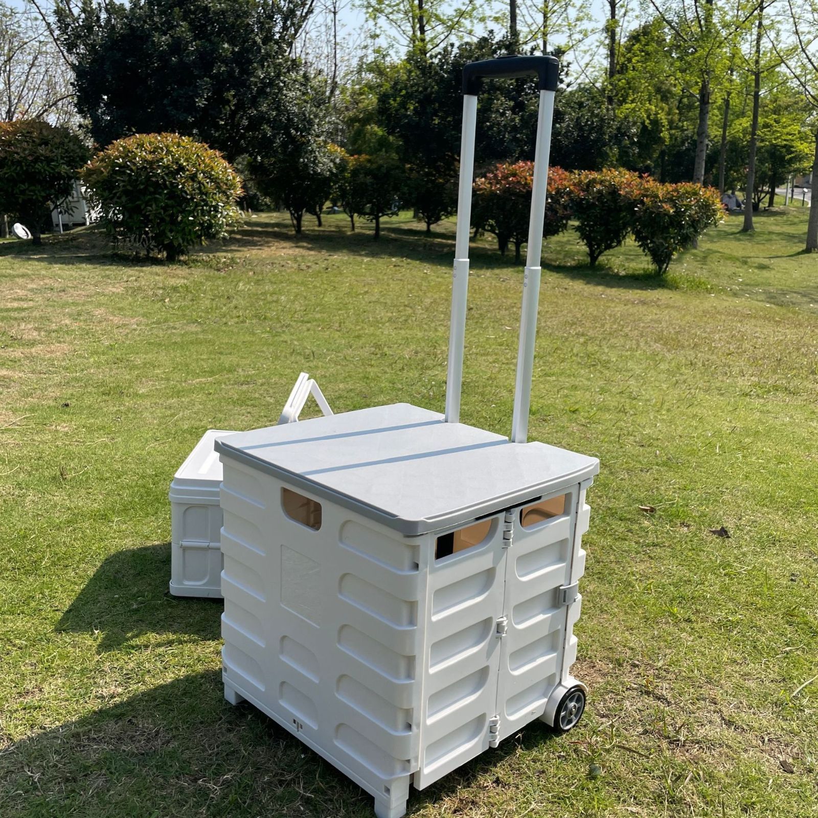 キャリーカート折り畳みキャリーコンテナ買い物キャリーボックスキャスター付き折りたたみキャンプ台車軽量スポーツレジャー