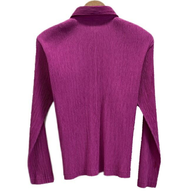 ISSEY MIYAKE ブラウス 長袖 シャツ ポリエステル 無地 レギュラーカラー プリーツ ストレッチ IF44FJ475 日本製 古着