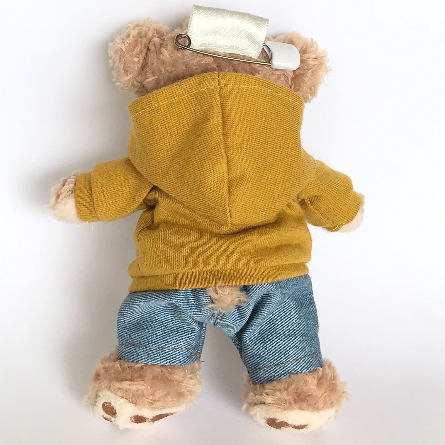 14cmぬいば用【ダッフィーぬいば服2点★コーデセット】ポロシャツ素材白パーカー&チェック柄パンツ        