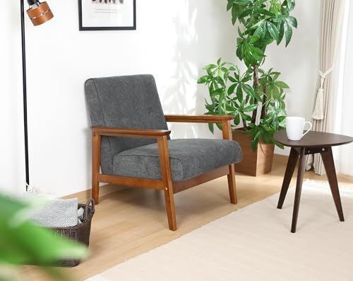 不二貿易 厚手ファブリックソファ ミート 1人掛け 幅64×奥行72×高さ70cm グレー コンパクトサイズ 天然木 71732