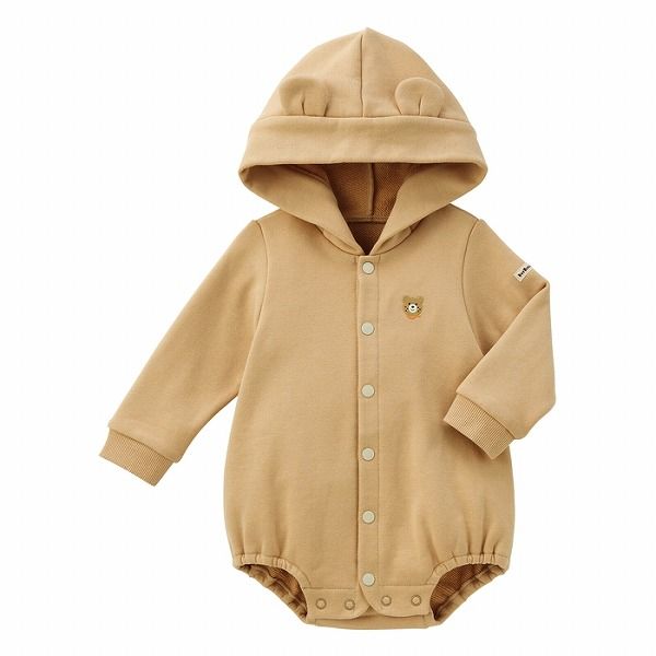 ミキハウス ホットビスケッツ mikihouse 耳付きロンパース S 70-80cm ベージュ 09