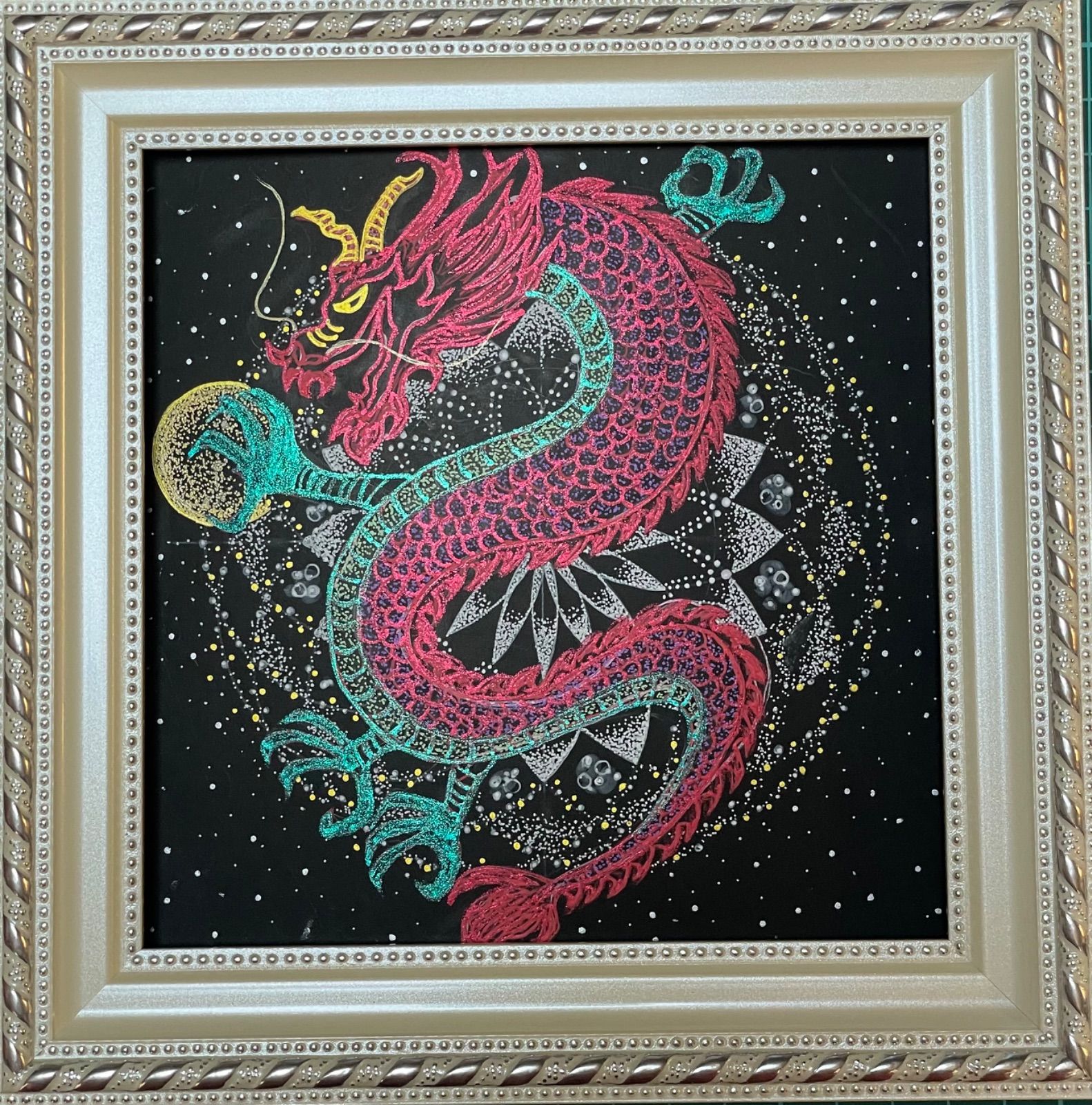 点描曼荼羅 龍 龍体文字フトマニ図☆キラメキ点描曼荼羅 絵画 −キラメキオトナ