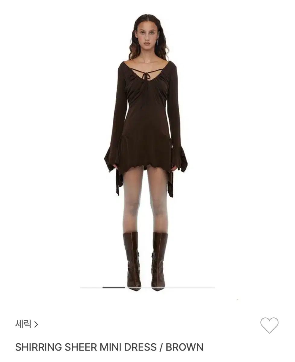 CERRIC セリック SHIRRING SHEER MINI DRESS BROWN