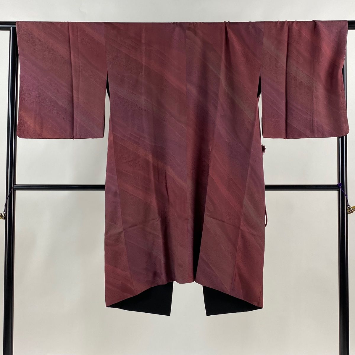 道中着 身丈108cm 裄丈68.5cm L 和装コート リバーシブル ヱ霞 染分け ぼかし えんじ色 正絹