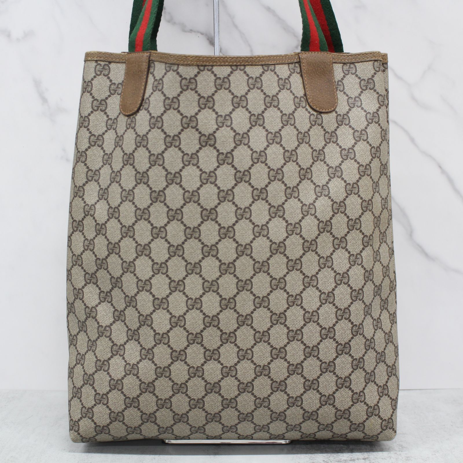 S074)GUCCI/オールドグッチ シェリーライン GGプラス トートバッグ