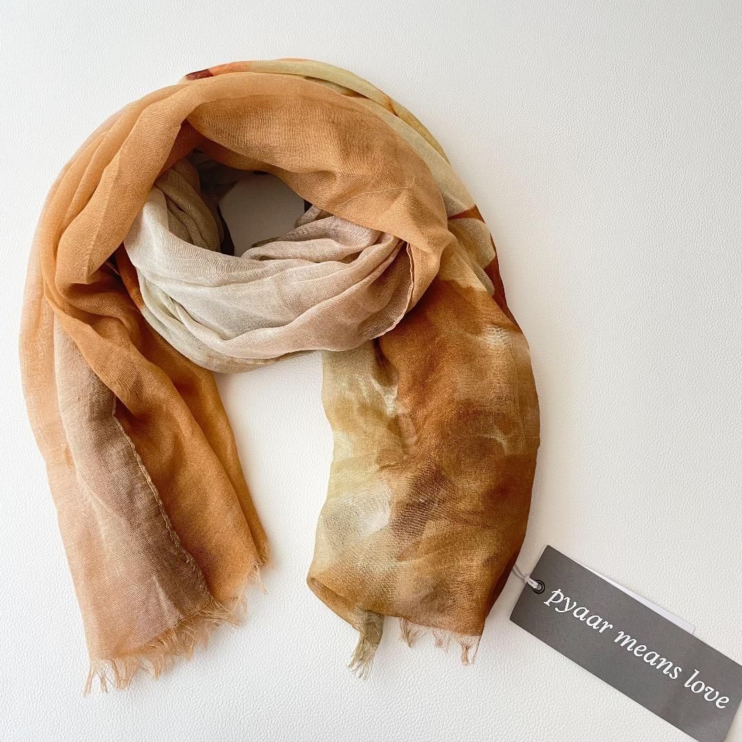 インド手織り 水彩柄大判ストール