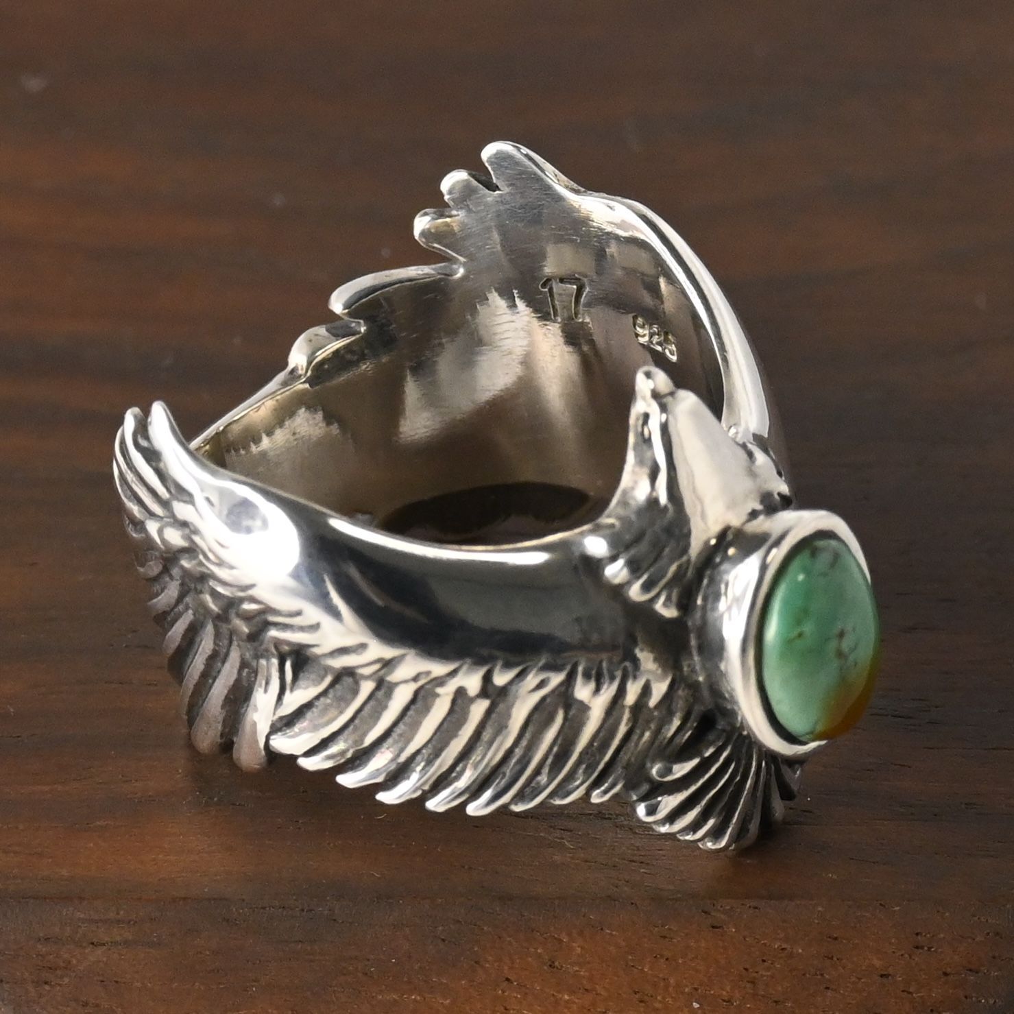 ☆SAAD ターコイズカラー 925 リング 研磨済】SAAD イーグル ターコイズ リング 17号 シルバー925 サード