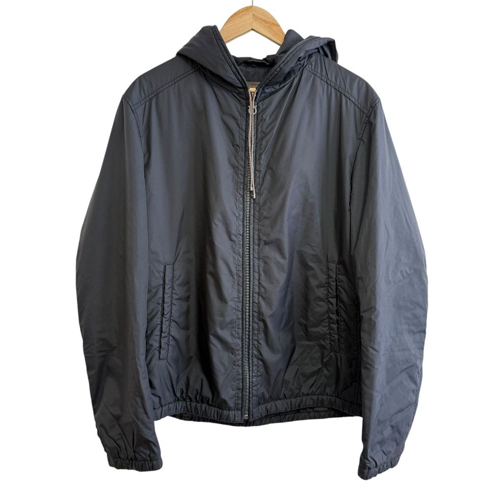 良品 Salvatore Ferragamo サルヴァトーレフェラガモ 中綿 パデッドジャケット ジップアップパーカー 54 ブラック メンズ 古着  USED