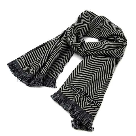 ジョルジオアルマーニ GIORGIO ARMANI マフラー ロングマフラー 黒 白