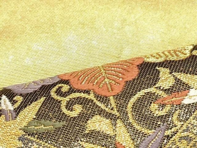 西陣 長嶋成織物 帯の真髄 袋帯 変わり市松 金糸 正絹 六通 Q641 平和屋着物○西陣 長嶋成織物 ながしま帯 六通柄袋帯 唐織 天井