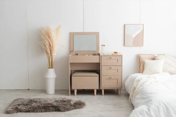 ドレッサー デスク 2WAY 幅80cm スツール付き ドレッサーテーブル 全2色 ピンクベージュ グレージュ おしゃれ かわいい 引き出し メイク 収納 化粧台 コンパクト