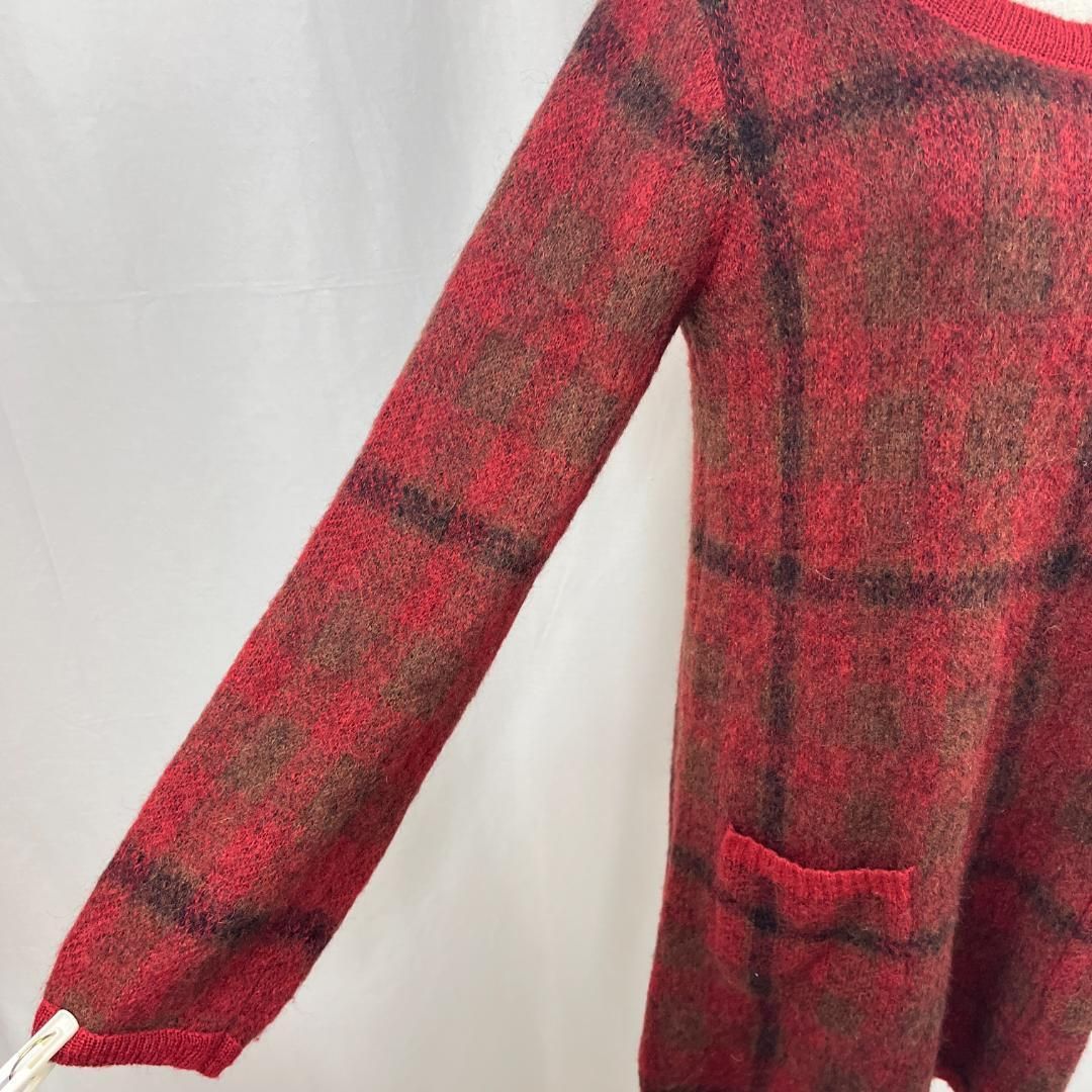 ⭐️新品⭐️ メゾンドトワル　半袖赤ニットワンピ　チェックスカート38 Sawa a la mode カーディガン サイドギャザー 赤 モード