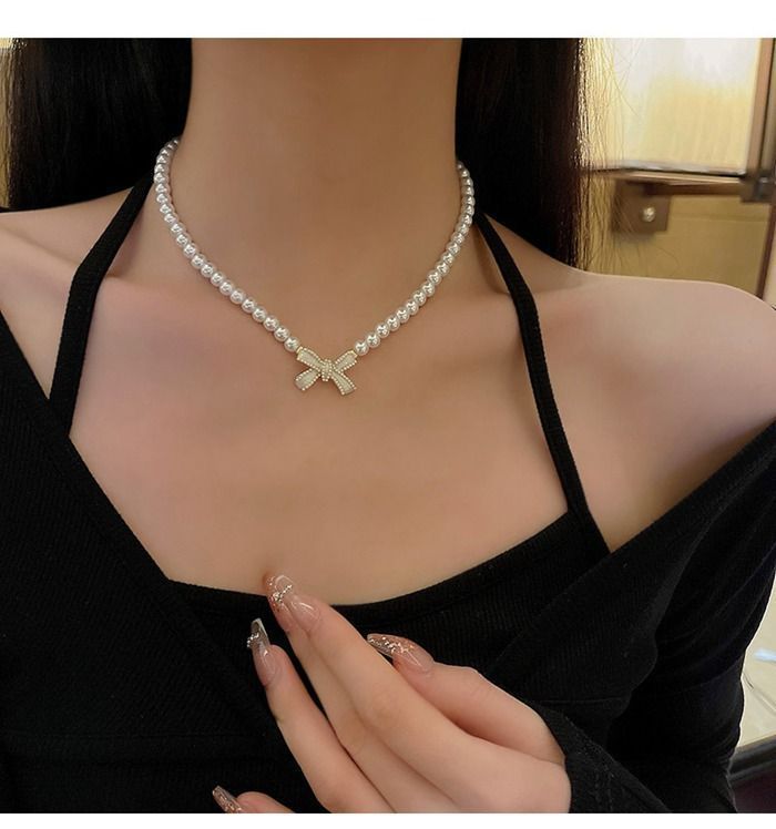 【パール×リボン♡エレガント】CHANEL ネックレス ☆輝くリボンが美しい♪【CHANEL】リボン チョーカー☆ (CHANEL
