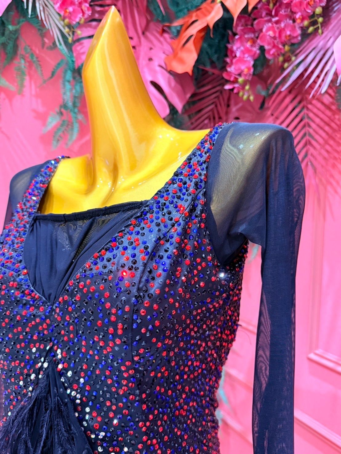 社交ダンス gentil ジャンティ 黒 スタンダードドレス ブラック サイズL〜