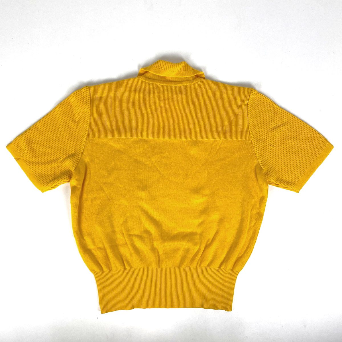 イヴ サンローラン YVES SAINT LAURENT ロゴボタン 半袖 カットソー ニット トップス 綿 イエロー レディース