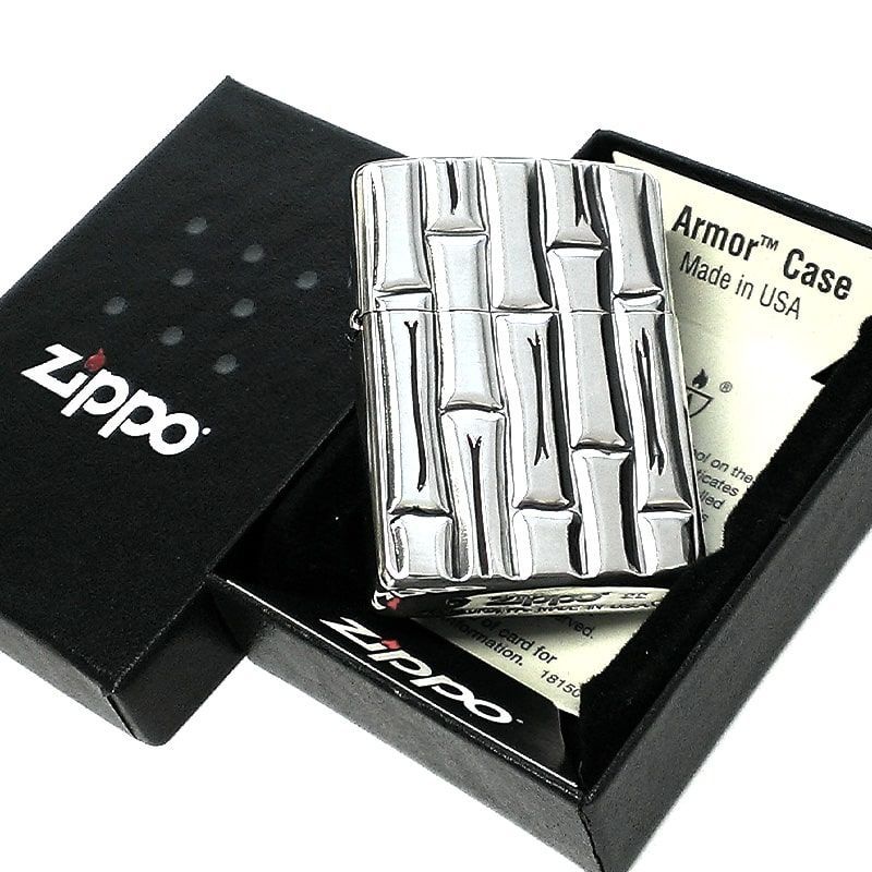 ZIPPO アーマー ジッポ ライター 深彫り彫刻 シルバー 燻し仕上げ バンブーデザイン 両面加工 かっこいい 銀 重厚 おしゃれ メンズ ギフト  プレゼント - メルカリ