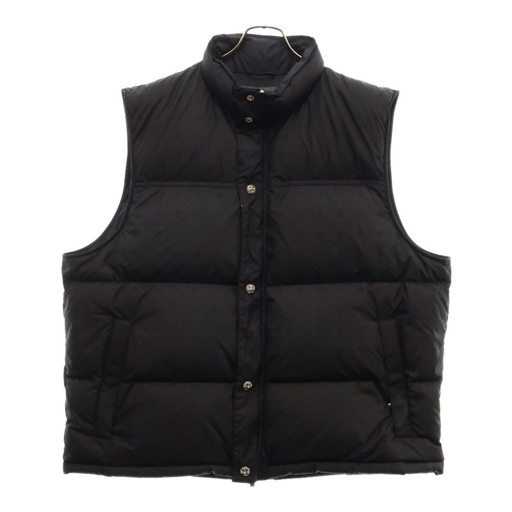 CHROME HEARTS (クロムハーツ) STIFF VEST CHプラス 総柄 クロスボールボタン ダウンベスト ブラック