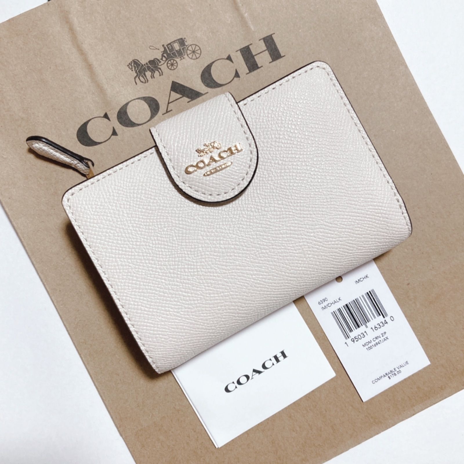 COACH ✳️コーチ レディース 折り財布 チョーク　ホワイト　白
