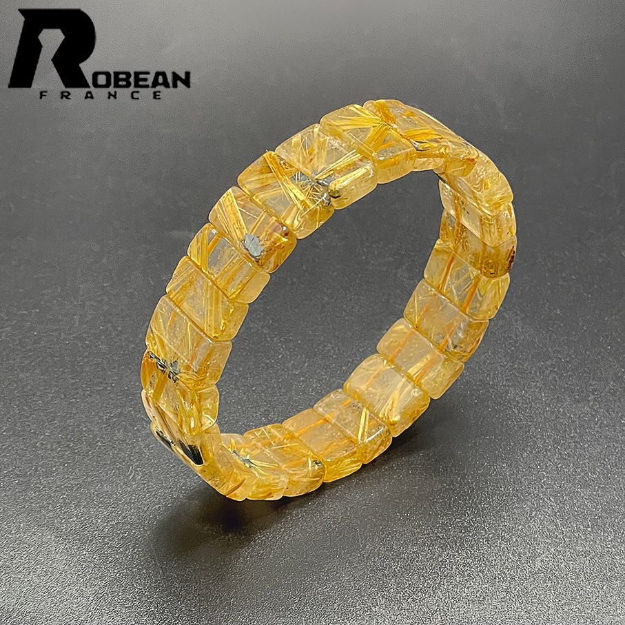 上品 EU製 定価10万円☆ROBEAN・太陽花タイチンルチルバングル☆黄金針