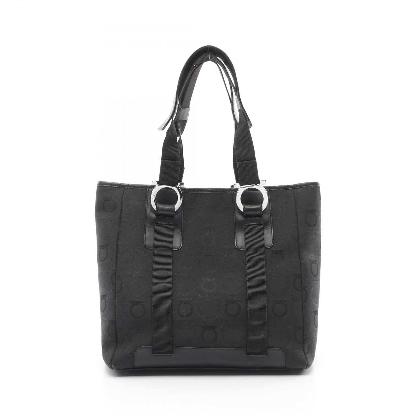 サルヴァトーレフェラガモ Salvatore Ferragamo トートバッグ ガンチーニ 21 5373 ブラック キャンバス レザー トートバッグ レディース Used B