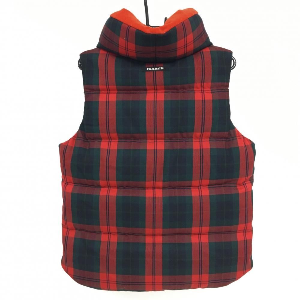 価格 パーリーゲイツ ダウンベスト レッド×グリーン チェック スナップボタン メンズ 5 L ゴルフウェア PEARLY GATES