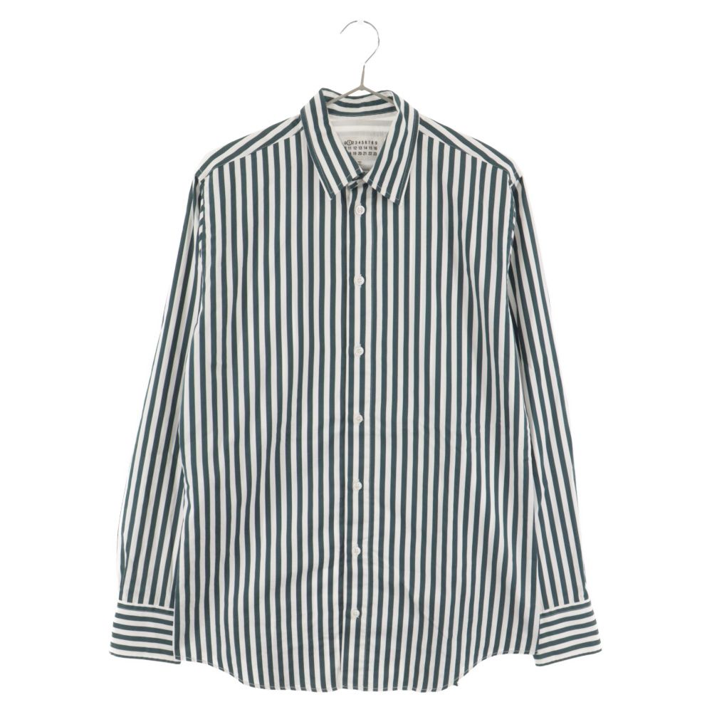 Maison Margiela (メゾンマルジェラ) 21AW ストライプ ロングスリーブ 長袖シャツ グリーン S51DL0362