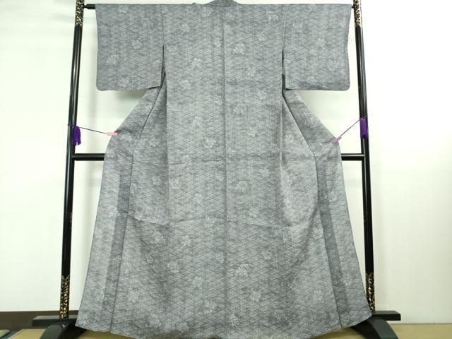 平和屋着物 上 本場小千谷ちぢみ 麻 立波草花文 DZAA8355kh5