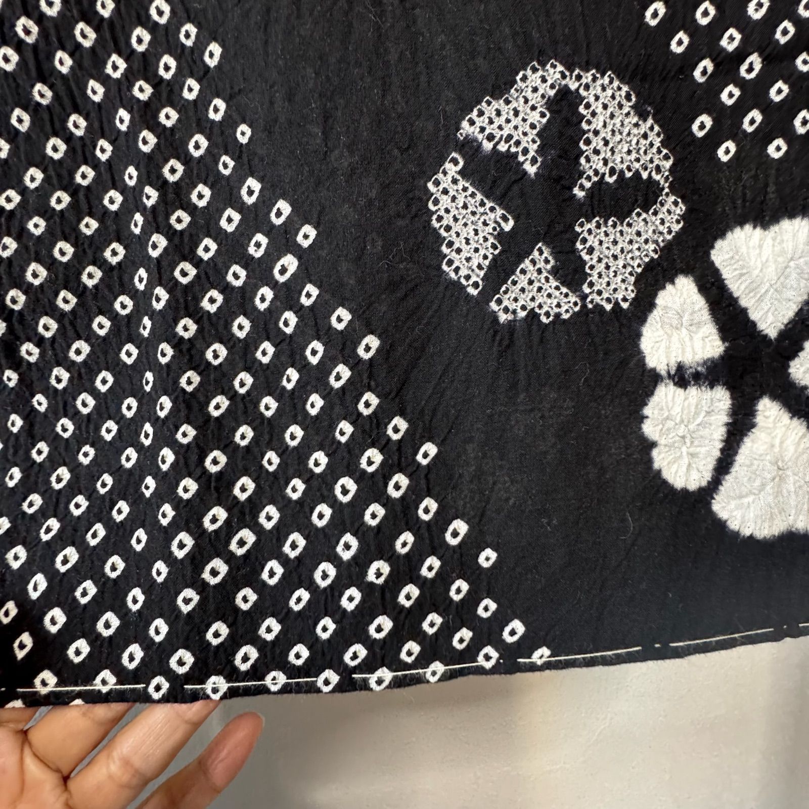 しつけ付き 有松絞り 綿 総絞り 浴衣 着物 夏物 160.5㎝ チューリップ