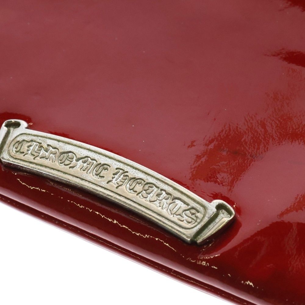 CHROME HEARTS  クロムハーツ　パテントレザー　ポーチ CHROME HEARTS クロムハーツ エナメルポーチ スクロールラベル