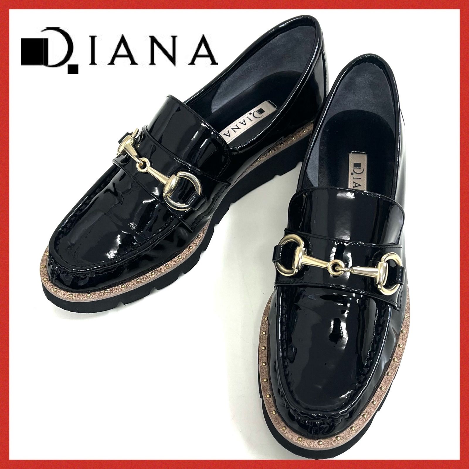 極美品☆送料無料❗️DIANA エナメル ローファー ビットローファー 黒