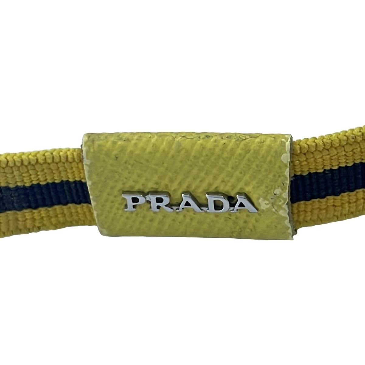 PRADA ロゴブレスレット レザー ブラック×イエロー PRADA(プラダ) ブレスレット - レザー イエロー×黒 - メルカリ