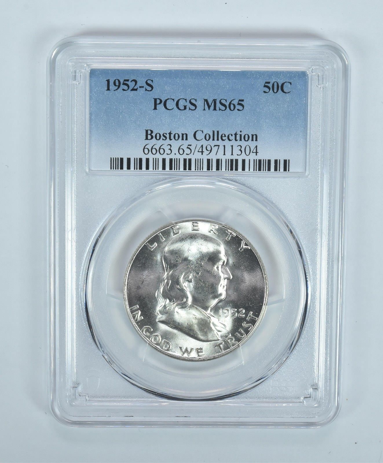 1952-S フランクリン ハーフダラー ボストンコレクション MS65 PCGS ブルーラベル