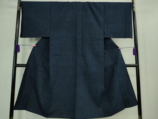 平和屋着物 上 男性 紬 単衣 色無地 濃藍色 DZAA9389kh5