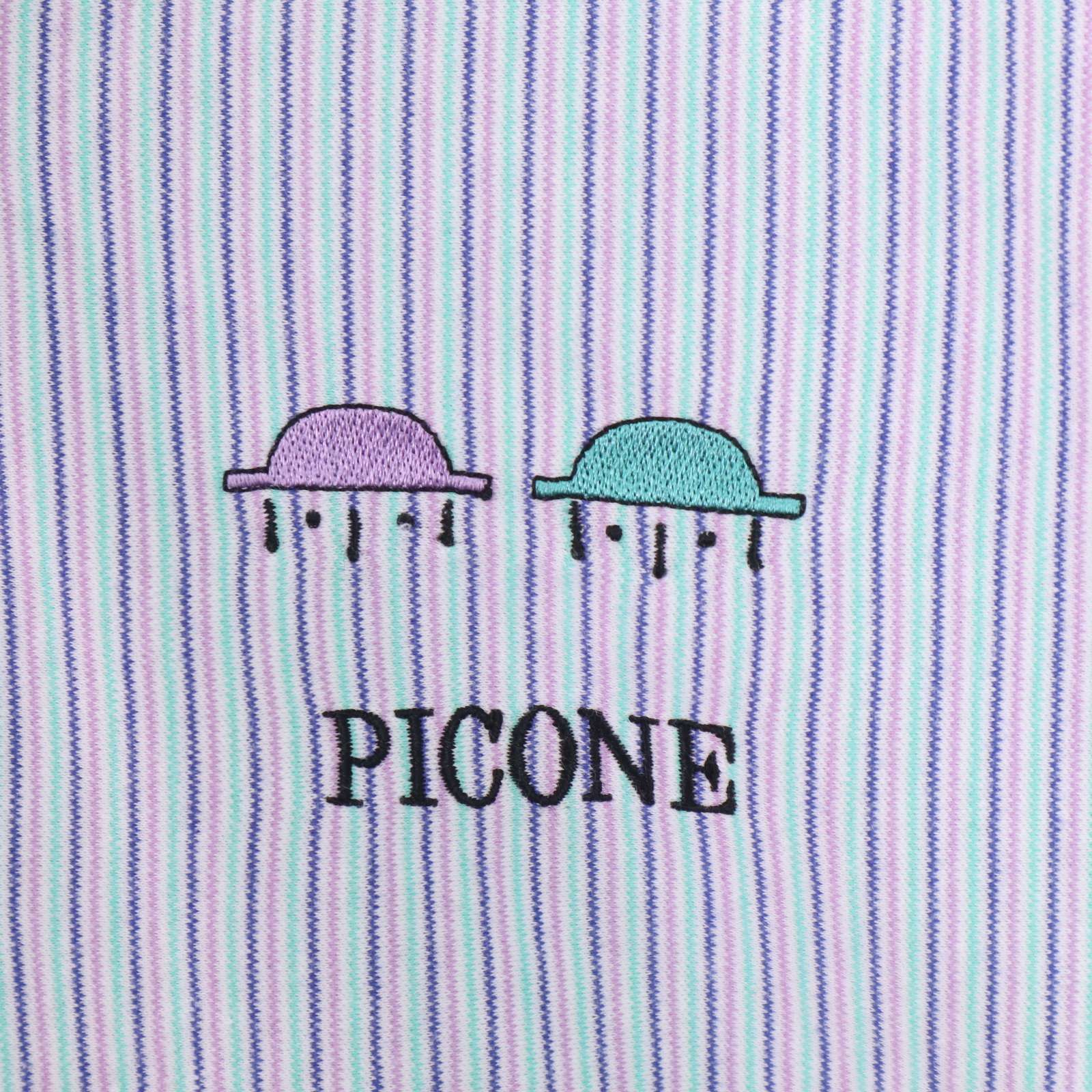 PICONE ピッコーネ 春夏☆ ロゴ刺繍 半袖 ストライプ ポロシャツ Sz.38 