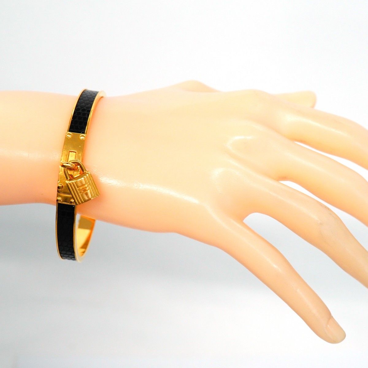 5jib0743 エルメス バングル ケリーバングル GPメッキ レザー ゴールド ブラック レディース FORTGASGNV_COM_BR