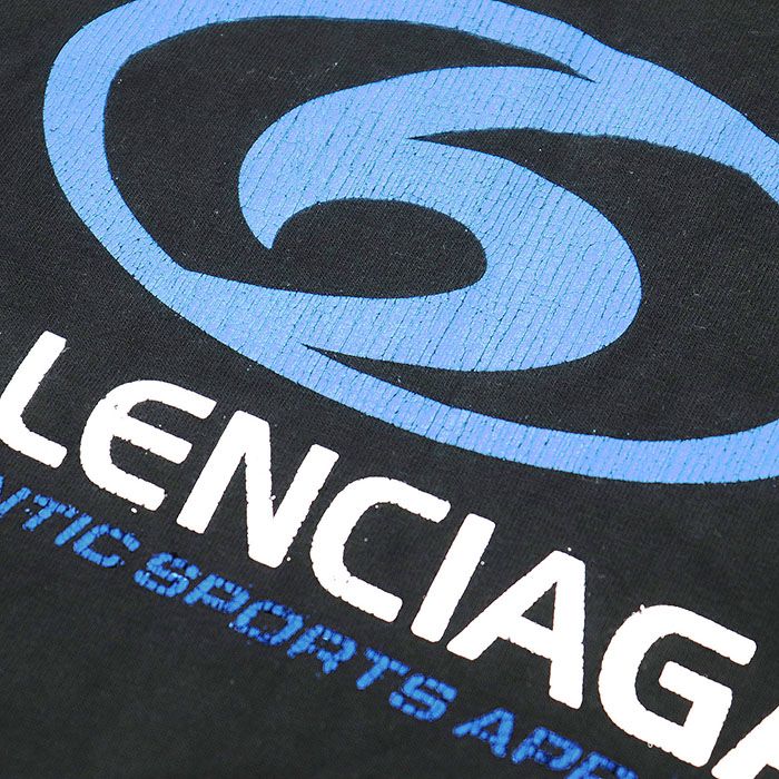  BALENCIAGA バレンシアガ セーター スウェット 製 ロゴ プリント ダメージ加工 ロングスリーブ クルーネック 長袖 丸首 トップス ユニセックス サイズ L ブラック 黒 ポルトガル製 モノトーン アンサンブル トップス