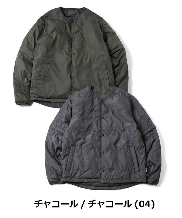 ジムマスター リバーシブル マウンテンキルトノーカラージャケット チャコール|チャコール m l xl G633743 メンズ レディース 秋冬 アウター 半袖 長袖対応