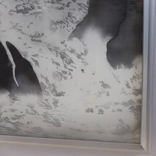 三木登　日本画 真作】三木登「渓流」額装品 絹本 淡彩 函入☆長野県須坂市 日本画家